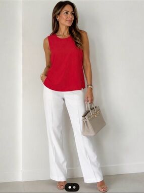 NWT Lafayette I48 Red/coral Sleeveless Top